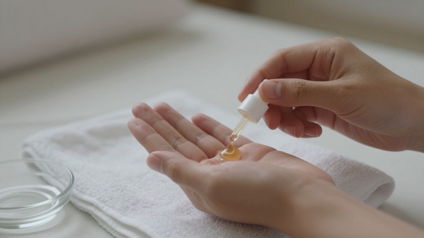 Hands applying warming lubricant during intimate preparation