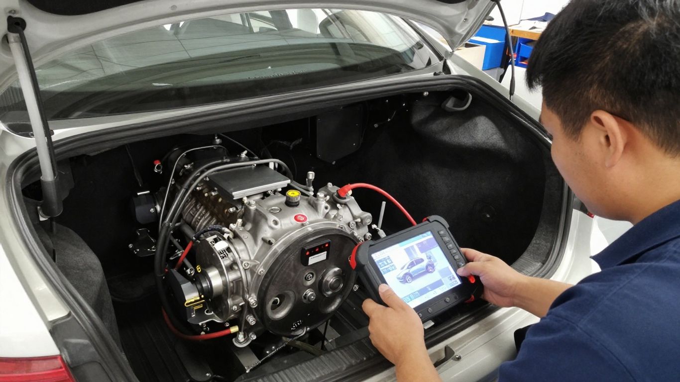 Diagnostic scanner connected inside Renault vehicle