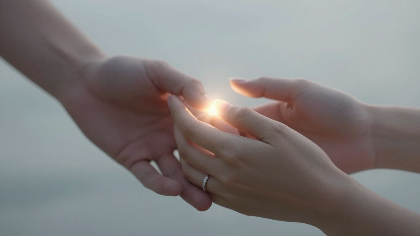 Two hands touching, symbolizing connection and union.