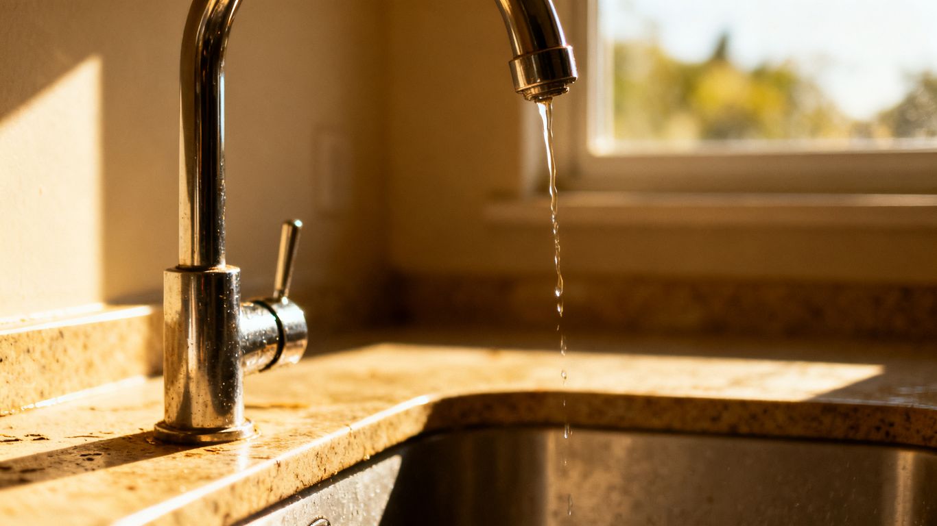Low water pressure from a kitchen faucet in summer.