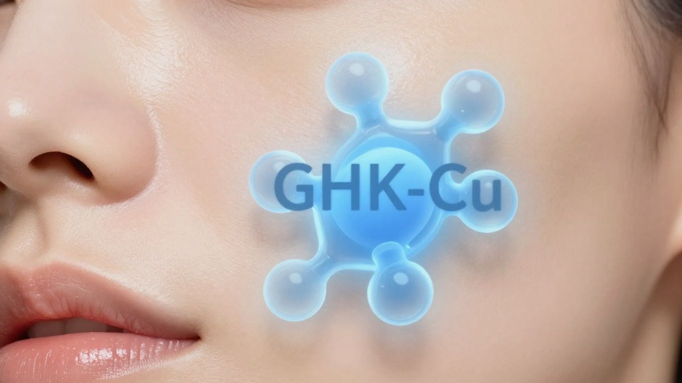 GHK-Cu peptide molecule regenerating youthful skin.