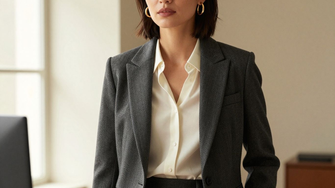 Small gold hoops with a tailored work outfit