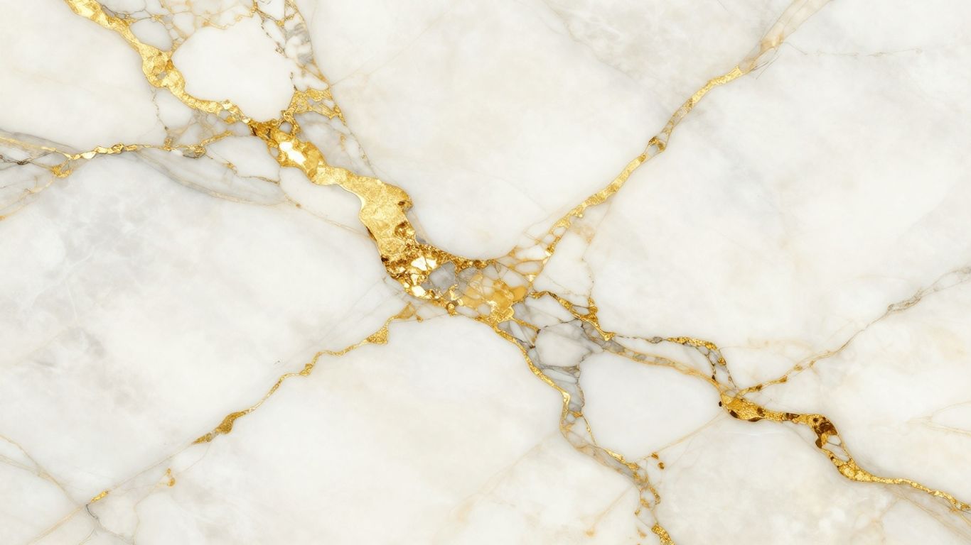 Calacatta Gold marble with gold and grey veining on white.