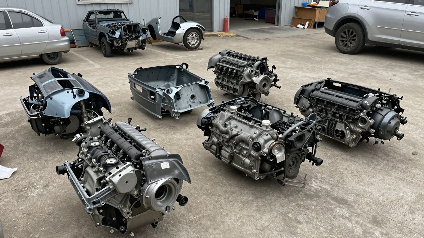 Subaru car parts at a wrecking yard
