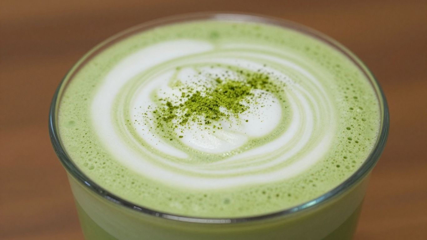 Dunkin' Donuts matcha latte with green tea and foam.