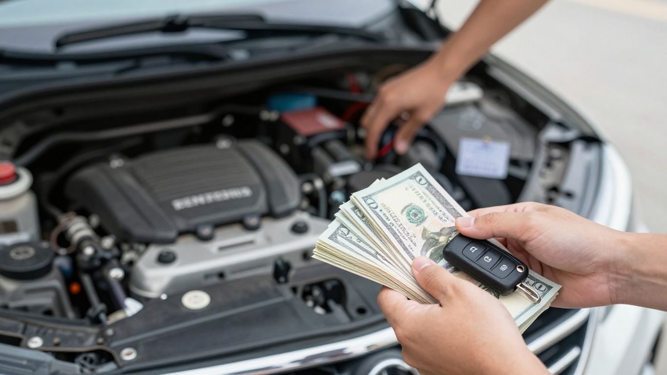 Person checking car price and value for a fair deal.