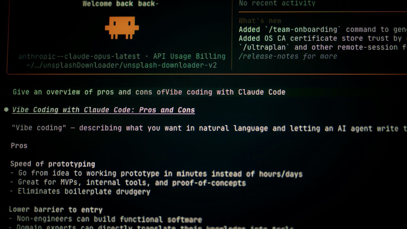 Computer screen displaying code and text