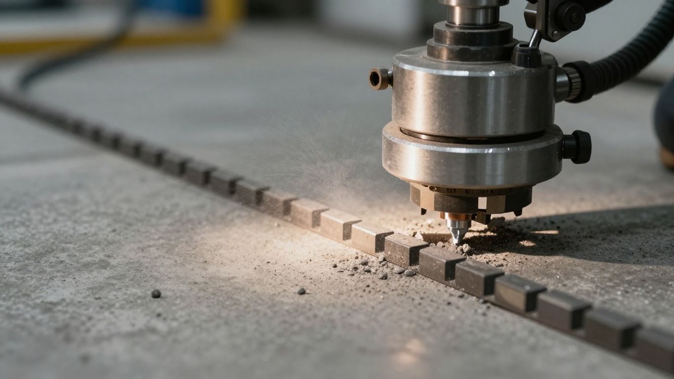 Close view of diamond grinding equipment