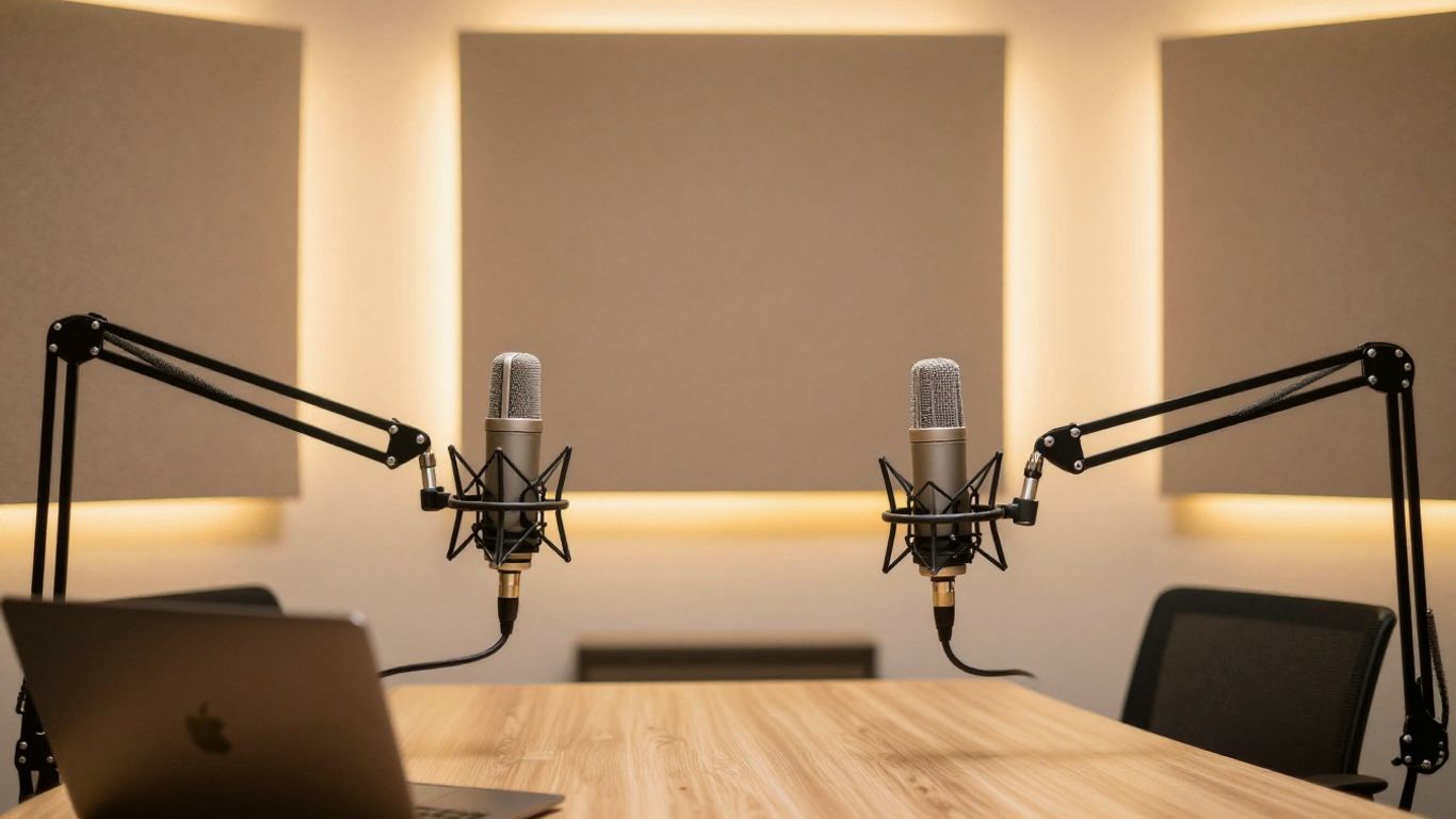 Professional microphone setup in studio