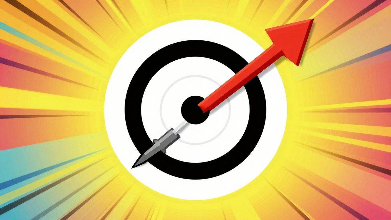 Upward arrow hitting a target, symbolizing sales growth.