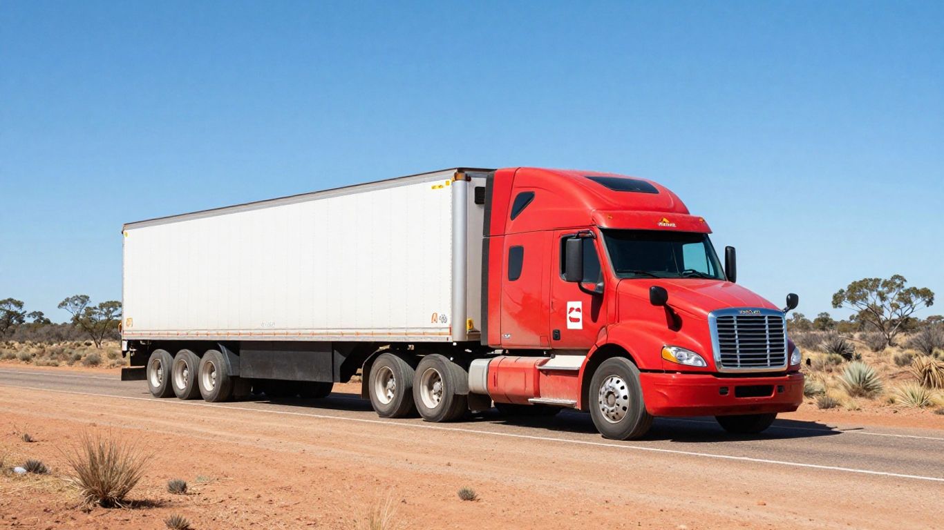 Semi-trailer truck on a rural Australian road.