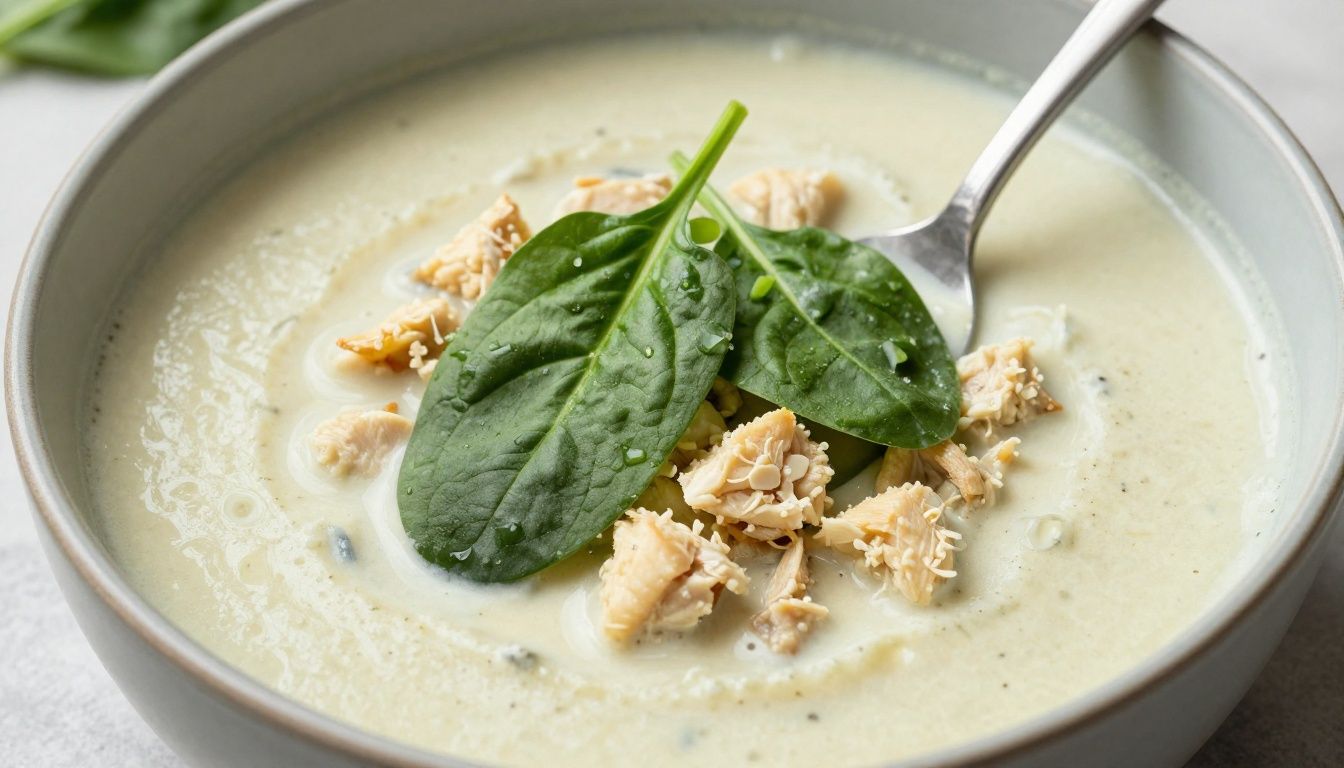 Olive Garden Chicken Gnocchi Soup - Stirring fresh spinach into the creamy chicken gnocchi soup