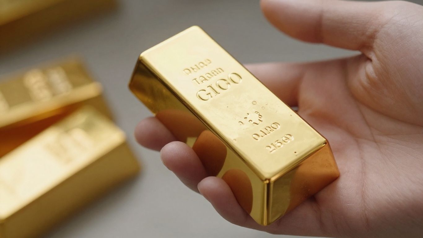 Lingots d'or brillants dans une main