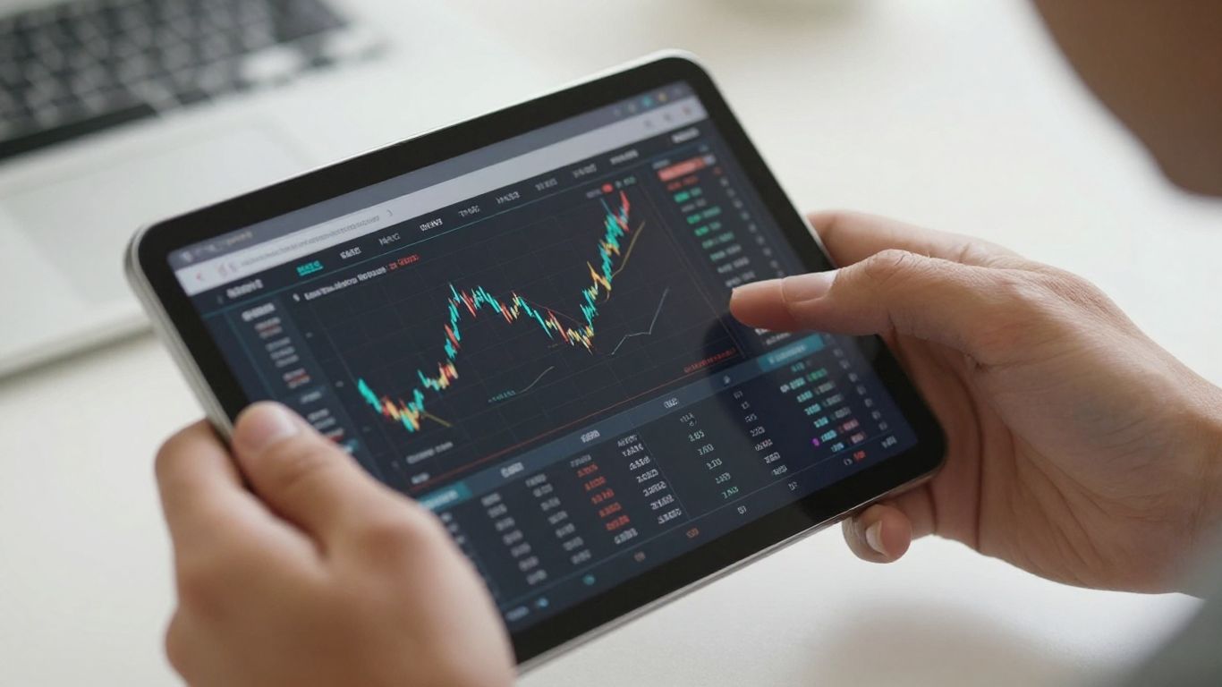 Hands holding tablet with HVAC software cost data.