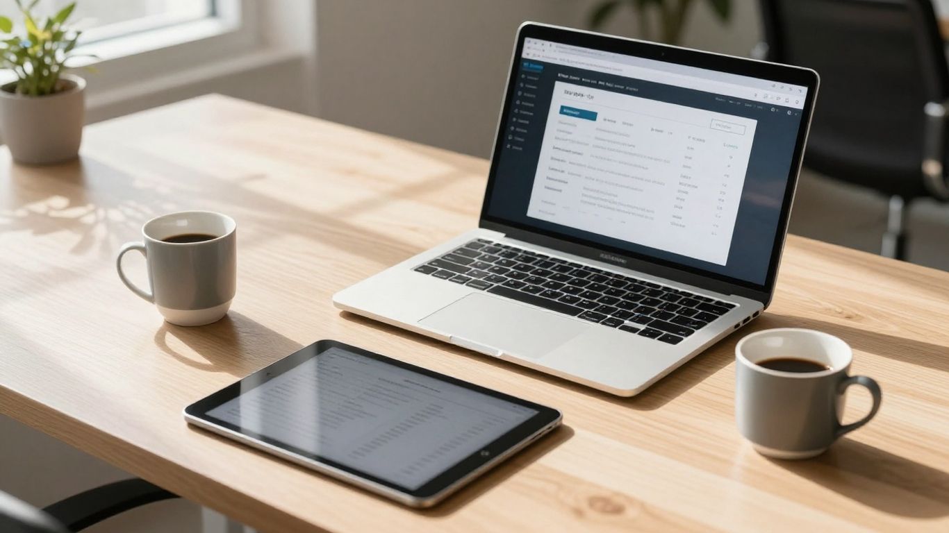 Contractor software interface on a laptop.