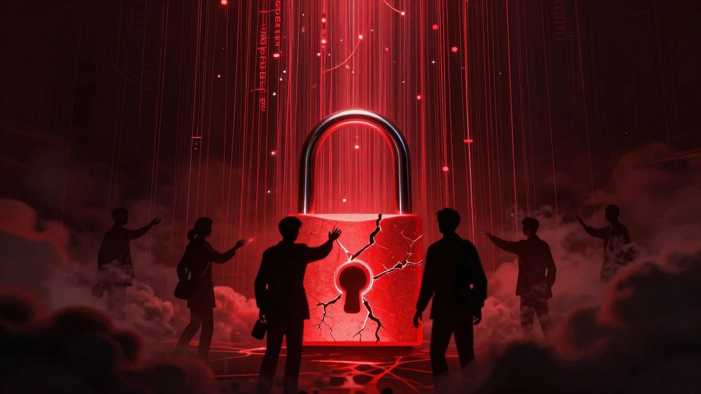 Cracked digital lock, data streams, Google Cloud data breach