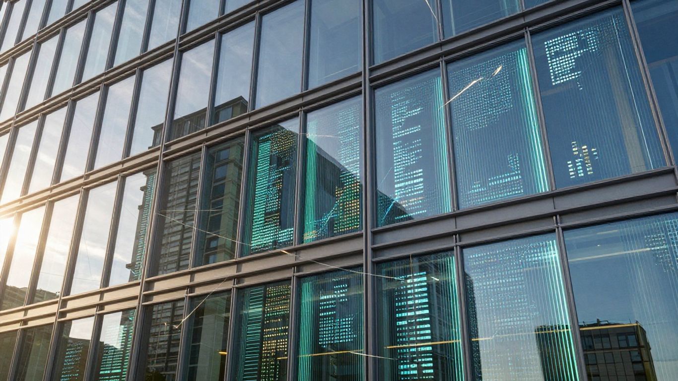 Bâtiment tertiaire avec GTB et affichage numérique.
