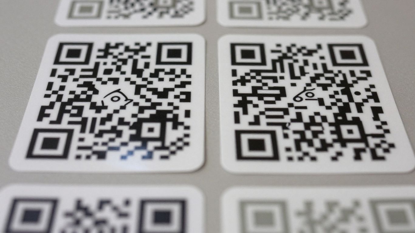 QR code stickers and Avery labels side-by-side.