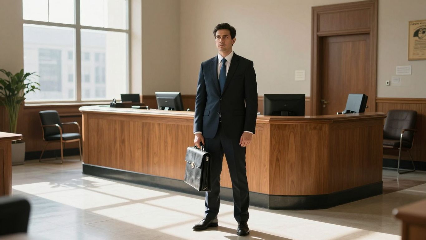 Immigration lawyer in Los Angeles courthouse.