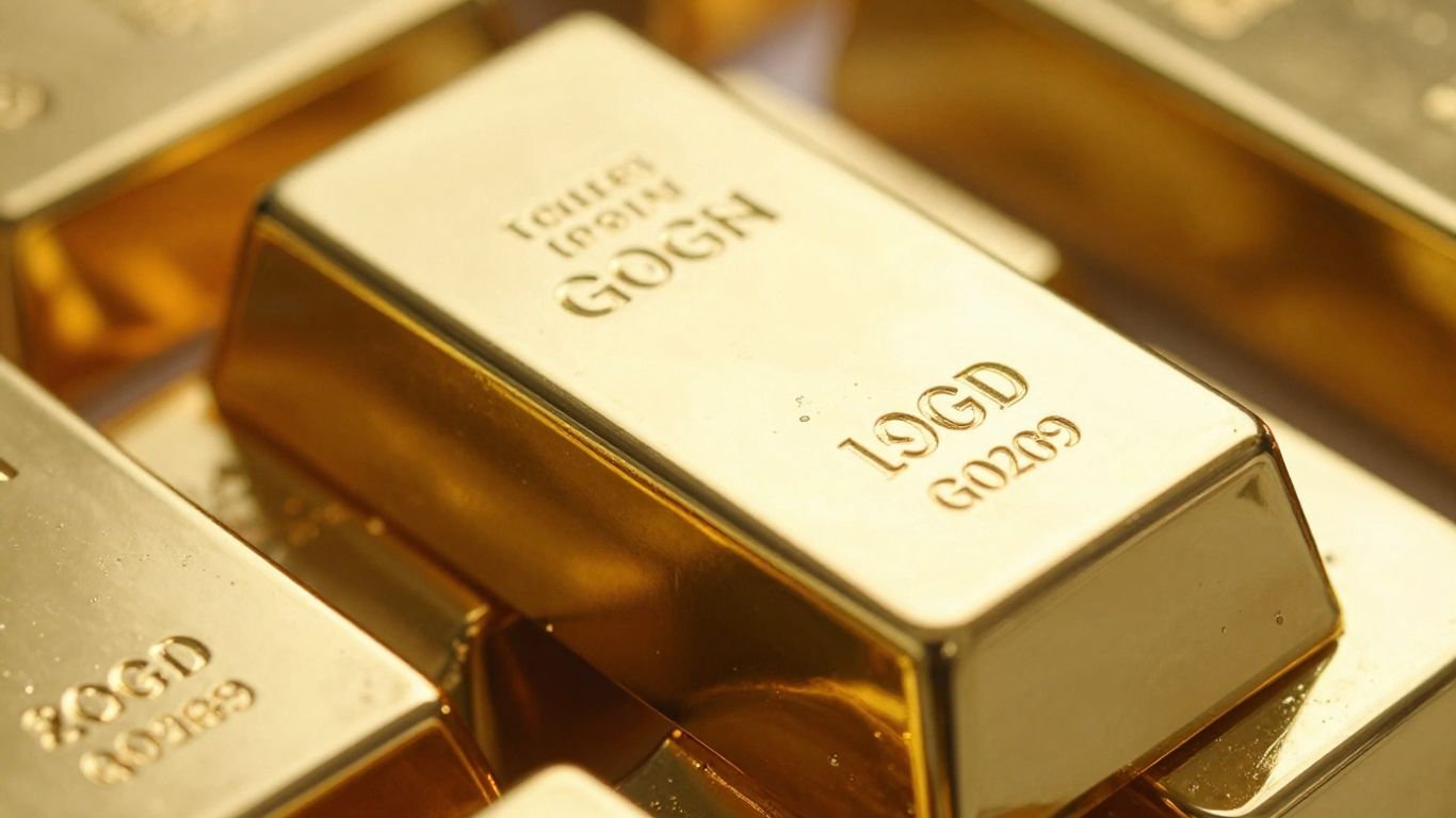 Lingot d'or brillant reflétant la lumière.