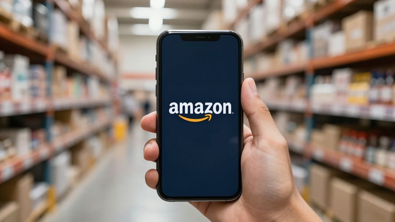 Amazon logo on a smartphone screen.