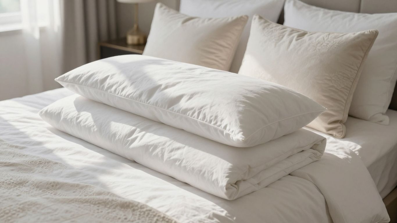 Cozy bedroom with elegant bed linens and decorative pillows.