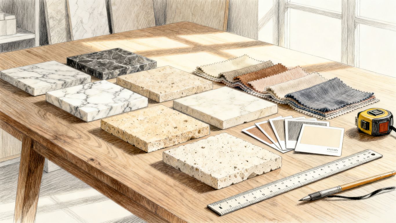 A natural stone selection board