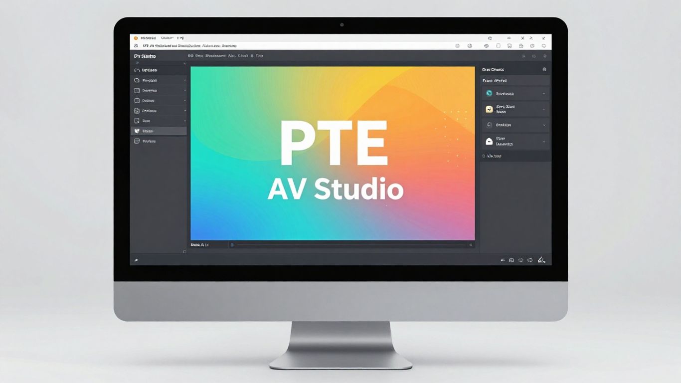 Interface do programa PTE AV Studio em um computador.