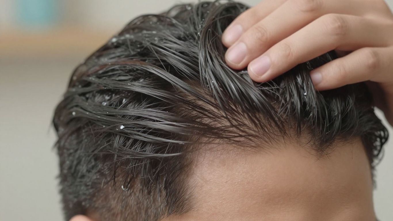 Man applying hair gel to his hair.