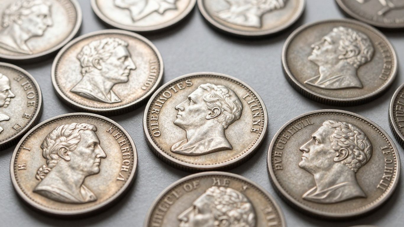 Collection of valuable antique coins with visible details.