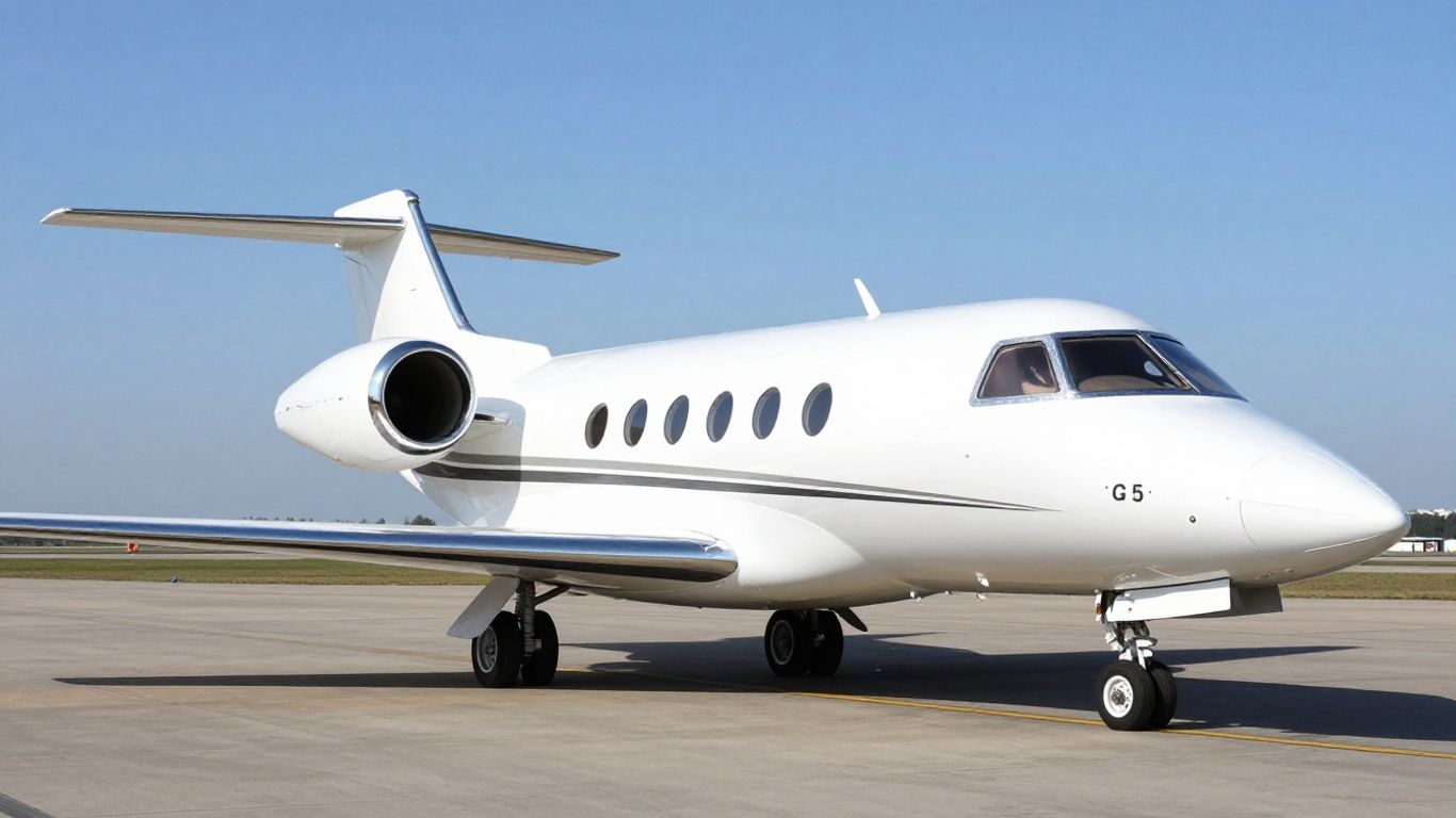 G5 private jet on a tarmac.