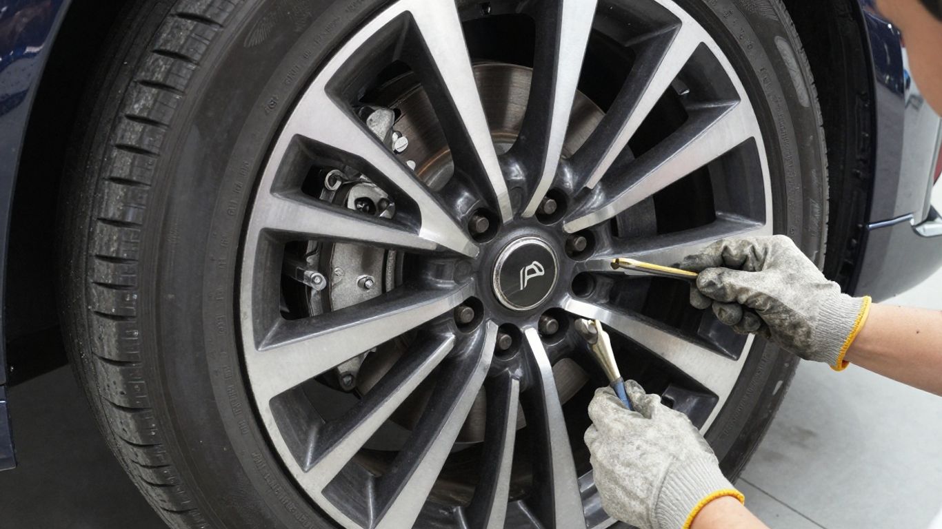 Close view of Land Rover brake components