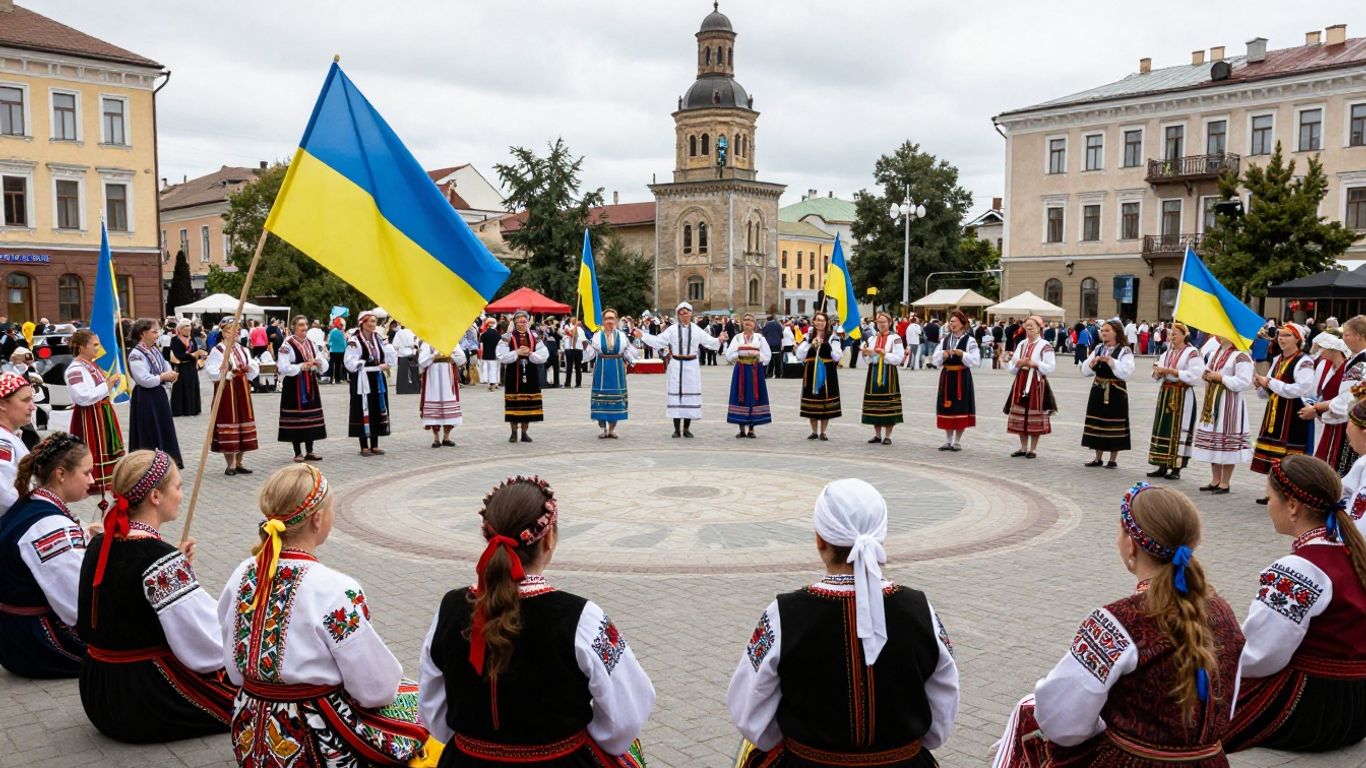 Ukrainian diaspora celebrating culture and heritage globally.