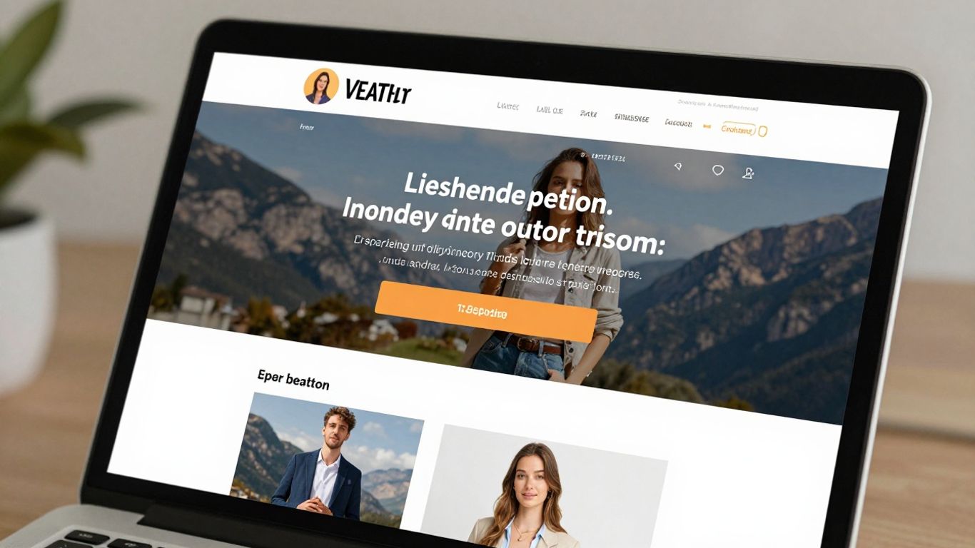 Landing page design on a laptop screen.
