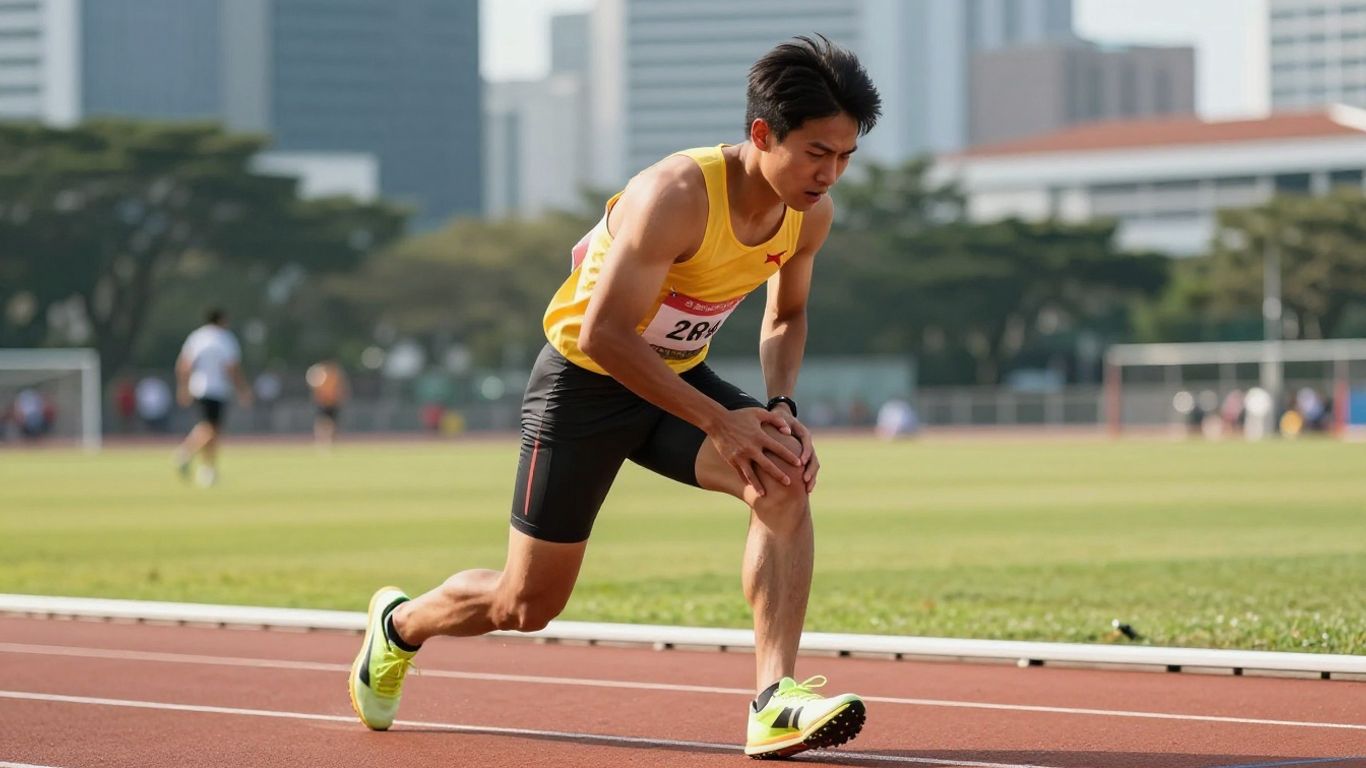 Athlete with sports injury on track