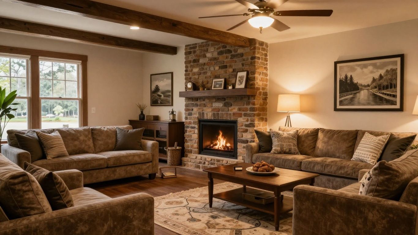 Redesigned basement living area in Berkeley Lake, Georgia.