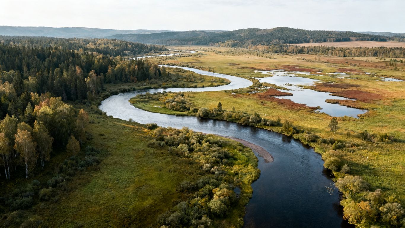 Paysage naturel avec rivière et forêt
