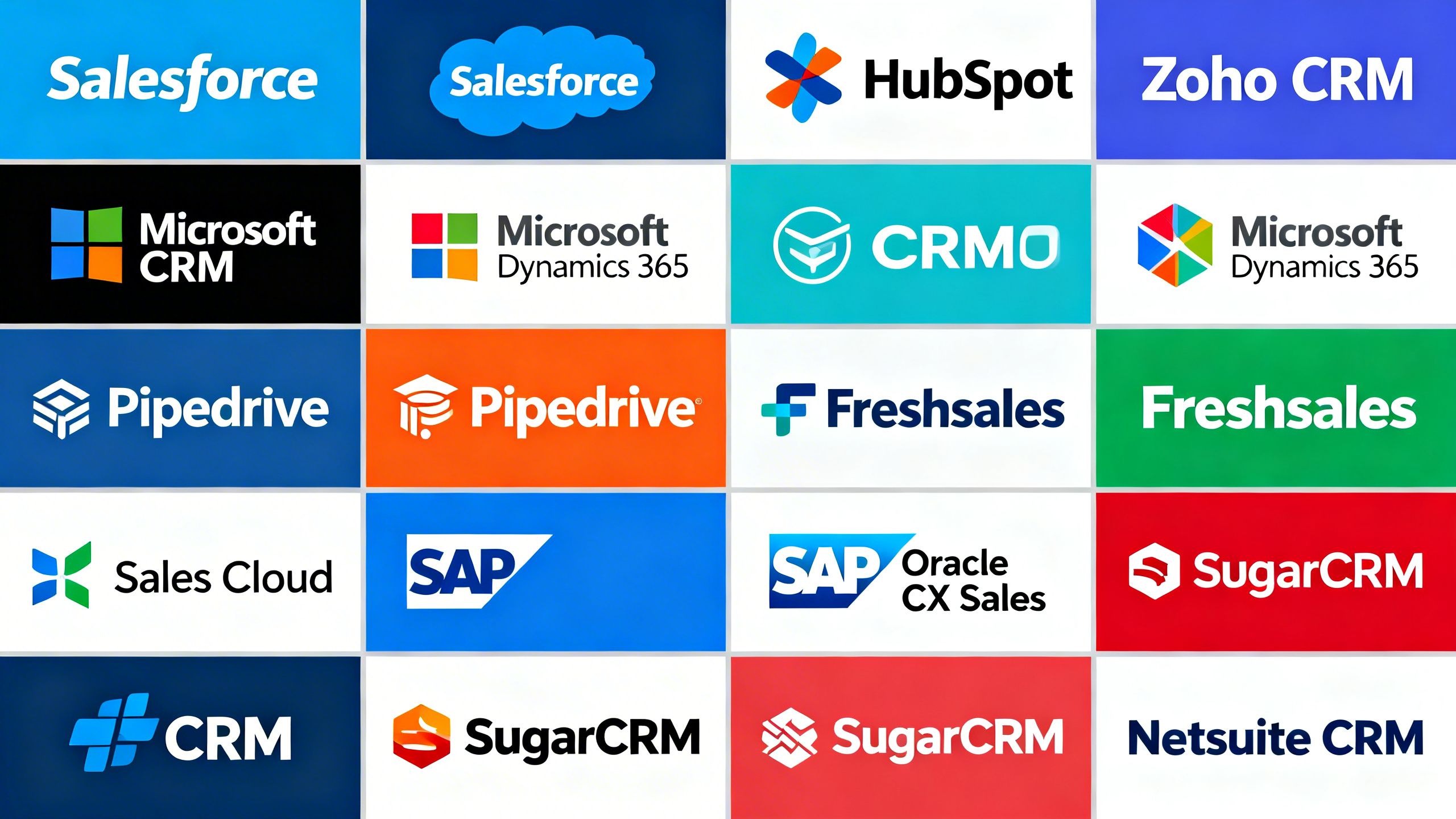 A collage of diverse business logos, representing the variety of CRM tools available on the market