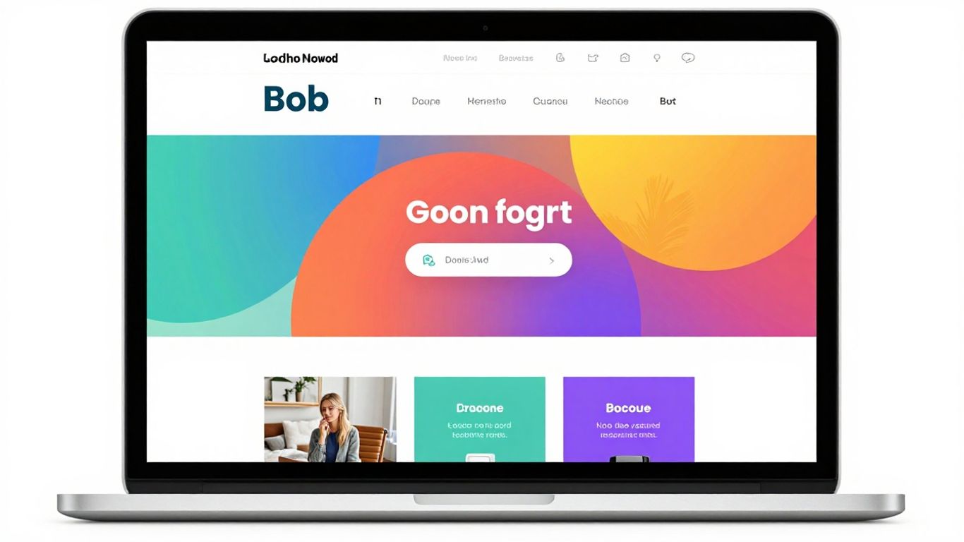 Projekt strony internetowej na ekranie laptopa