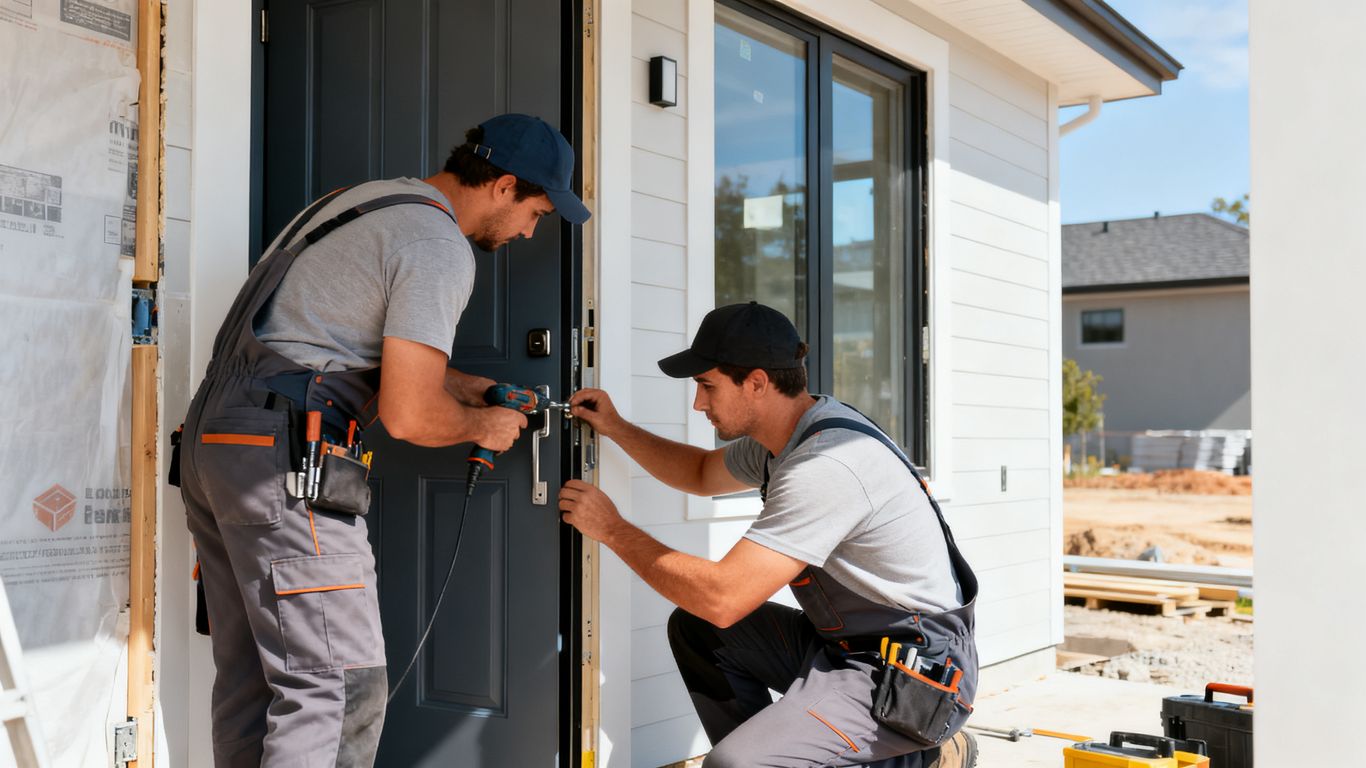 Local door installation team onsite project