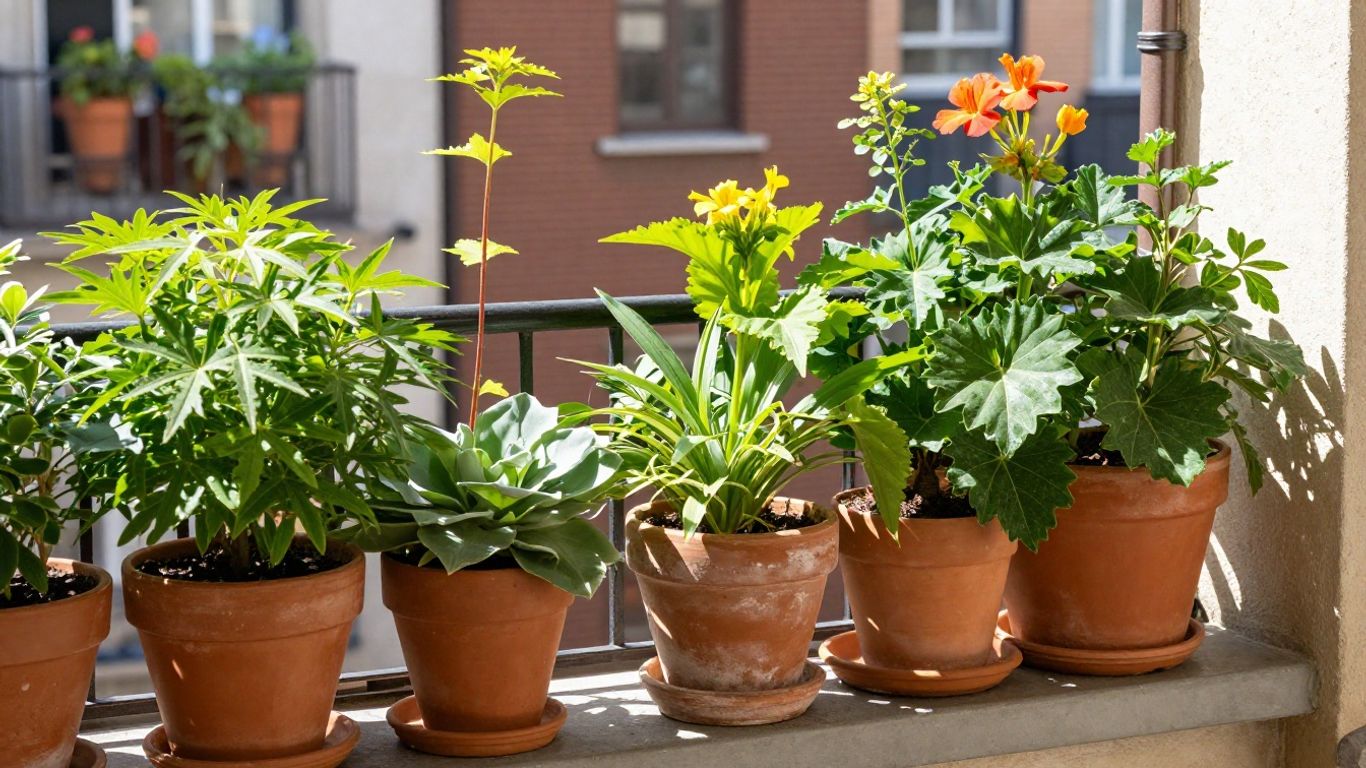 Robuste Pflanzen auf Balkon und Fensterbank in der Stadt