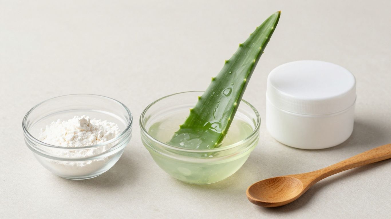 Glass bowl with aloe and starch ingredients