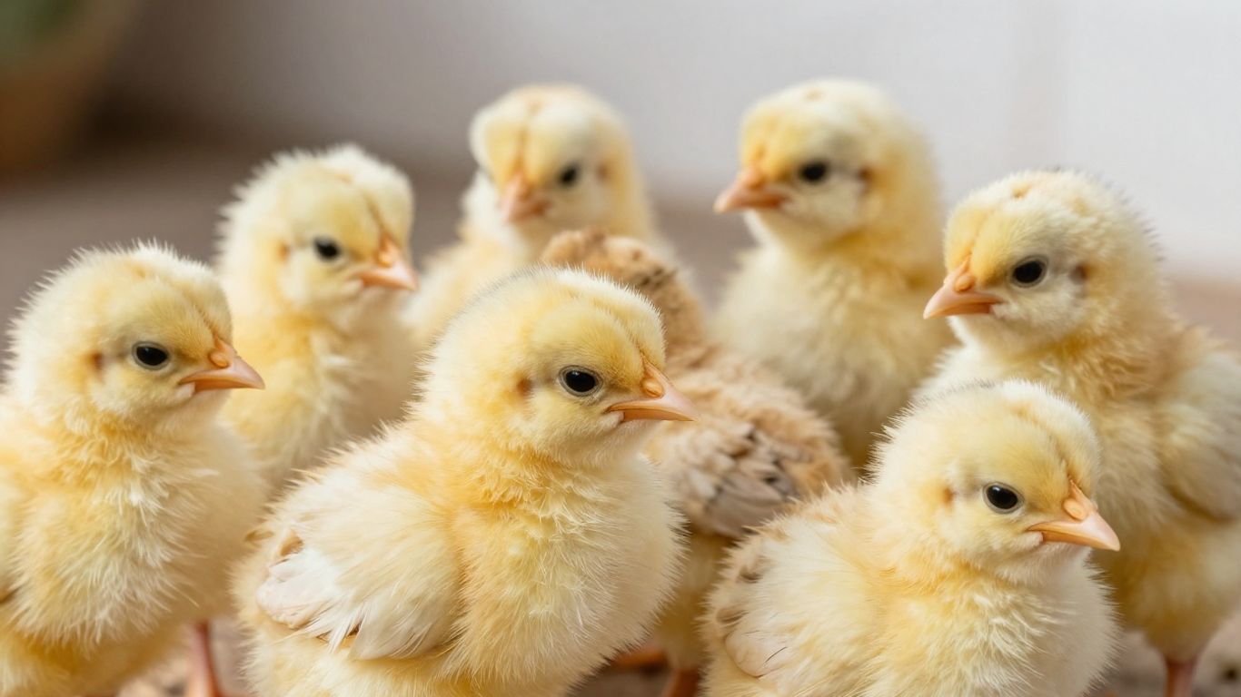 Zdrowe, żywe pisklęta drobiu w czystym otoczeniu.