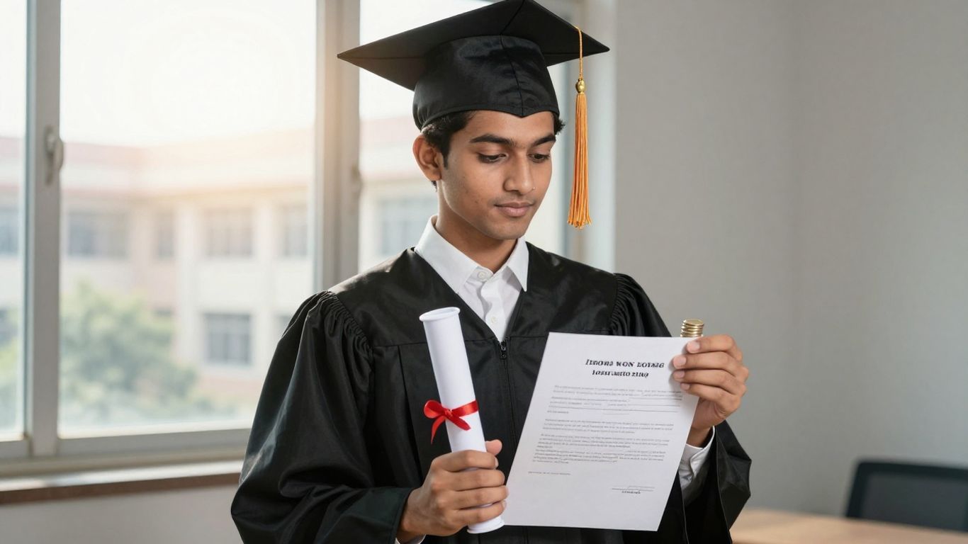 Student with diploma and loan documents