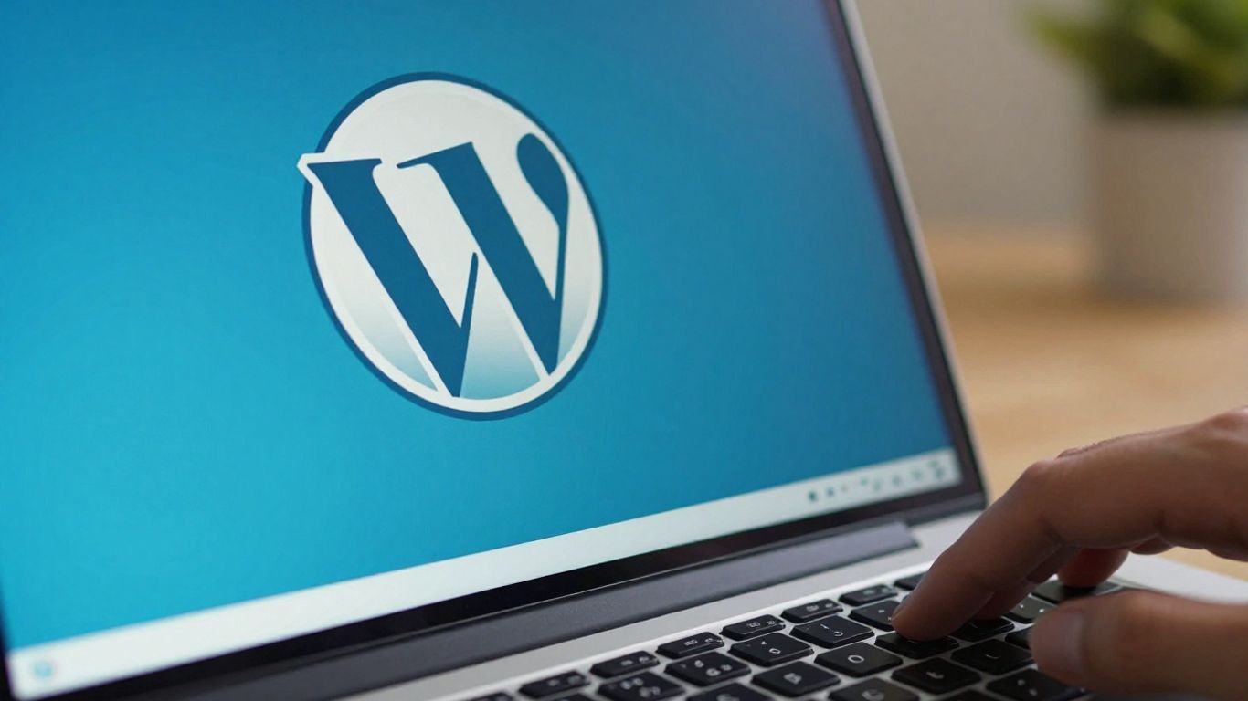 Logo WordPress sur un écran d'ordinateur portable