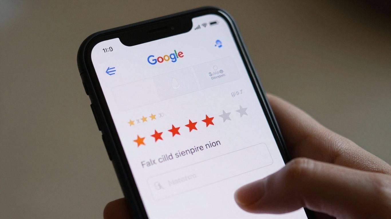 Google review interface on a smartphone screen.