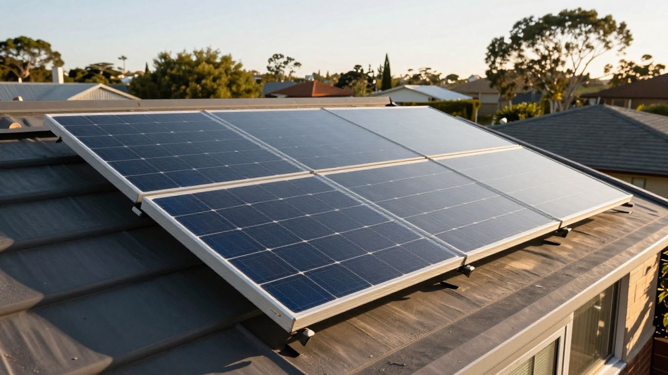 Close view of rooftop solar panel layers