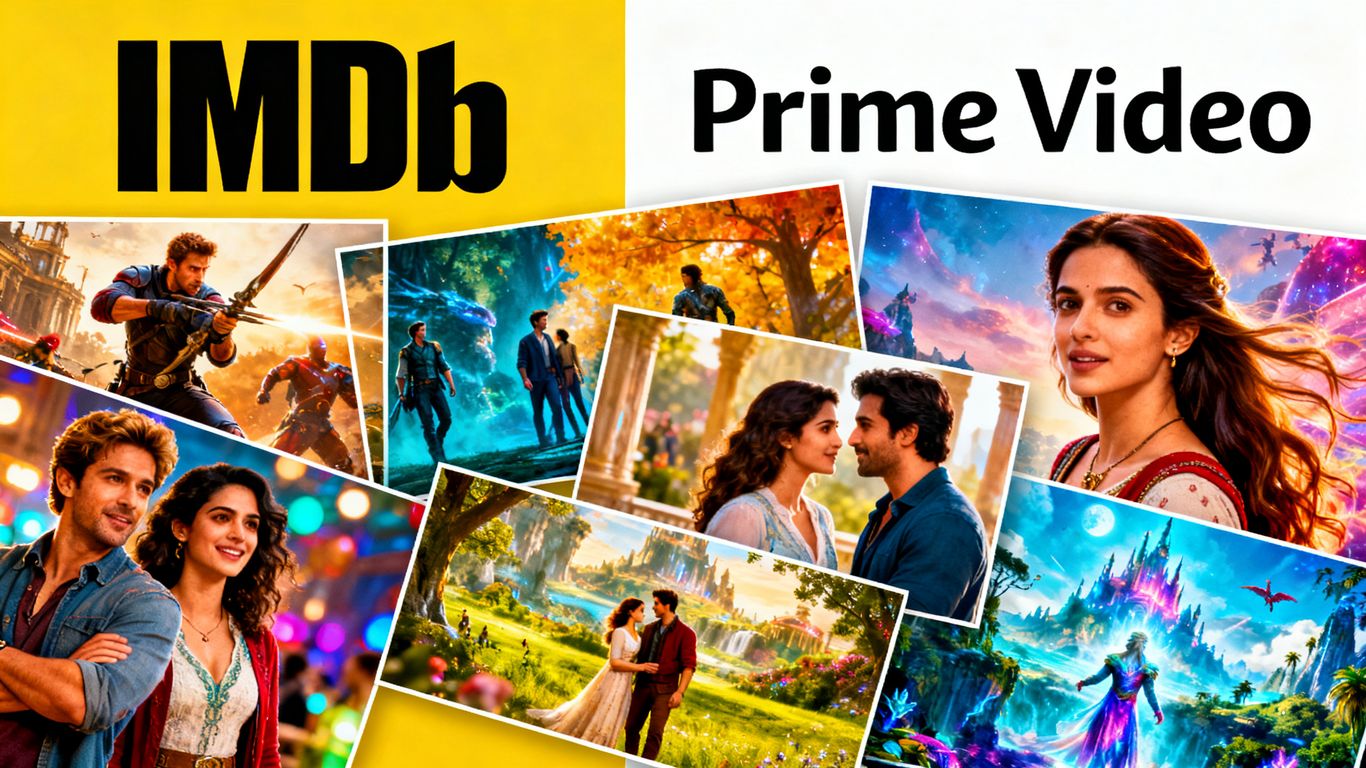 IMDb and Prime Video logos with movie stills.