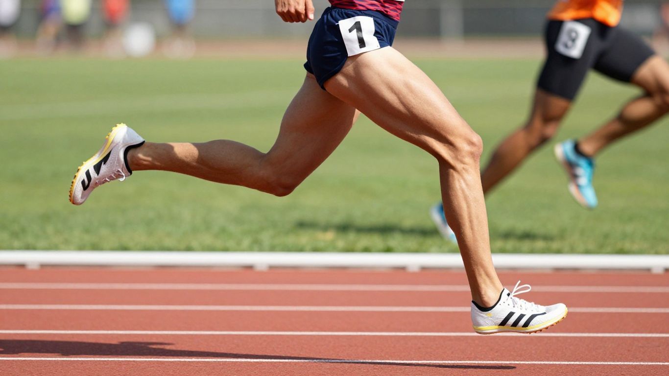 Runner on a track achieving their best pace.