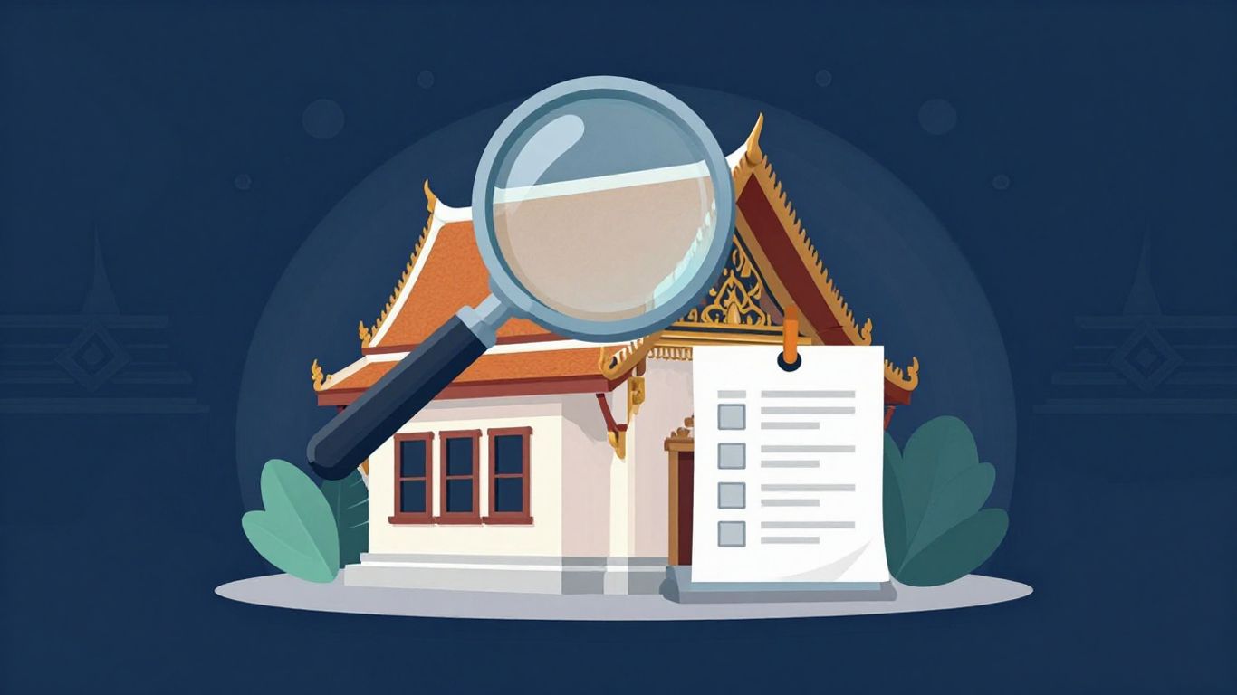 Thai house and contract document illustration.